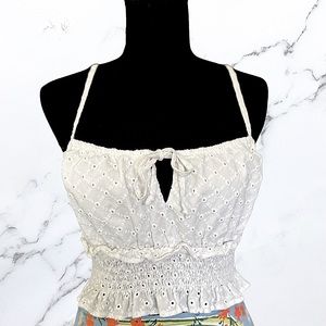 Wild Fable White Eyelit Tie Tank Top